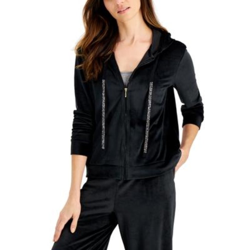 Charter Club Velour Zip-Front Hoodie